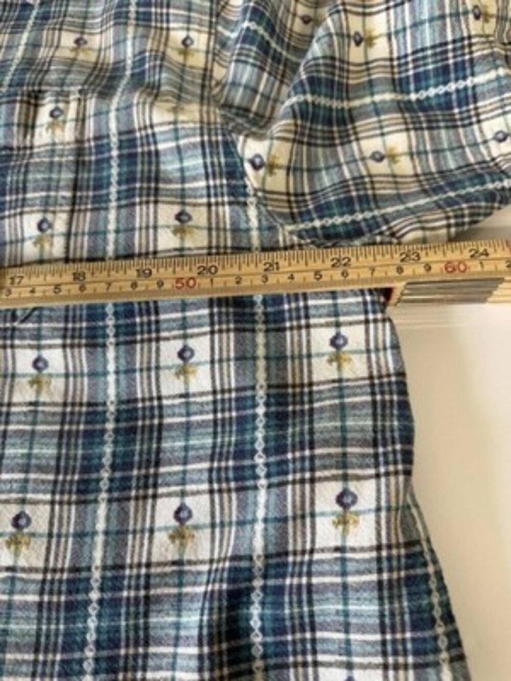 Bobbie Brooks Top Womens XL Blue Plaid Embroidered Short Sleeve Button Up Shirt - Picture 6 of 12